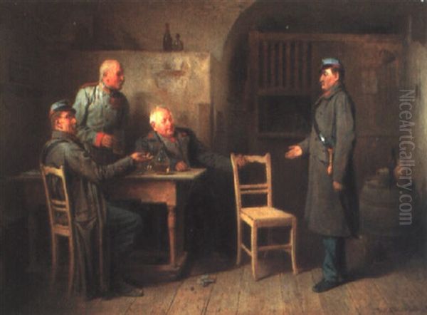 In Der Wirtstube Oil Painting by Friedrich V. Malheim Friedlaender