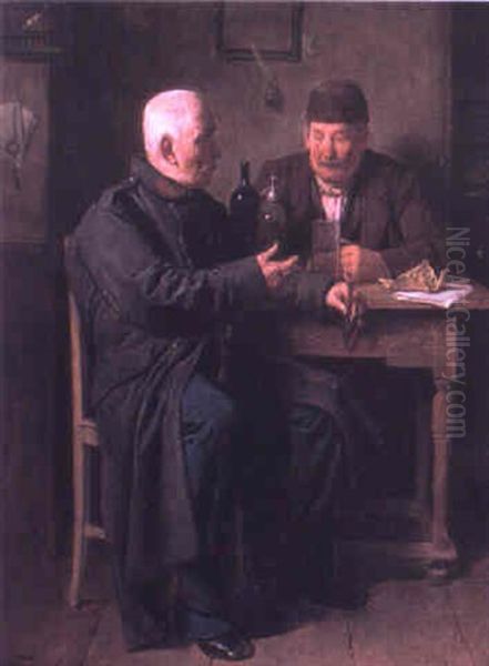 Drinking Partners Oil Painting by Friedrich V. Malheim Friedlaender
