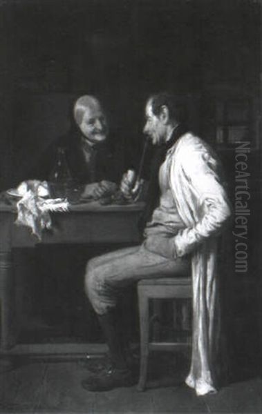 Das Plauderstundchen Oil Painting by Friedrich V. Malheim Friedlaender