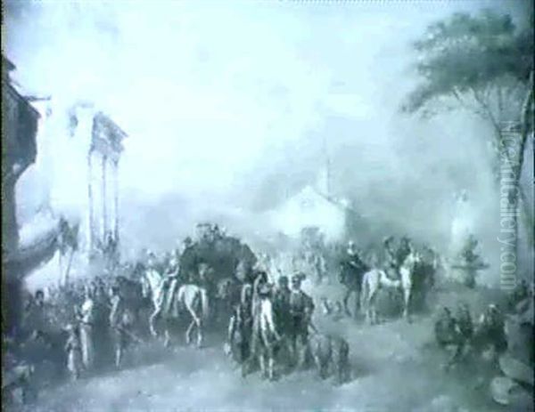 Buntes Treiben Auf Dem Marktplatz Oil Painting by Friedrich V. Malheim Friedlaender