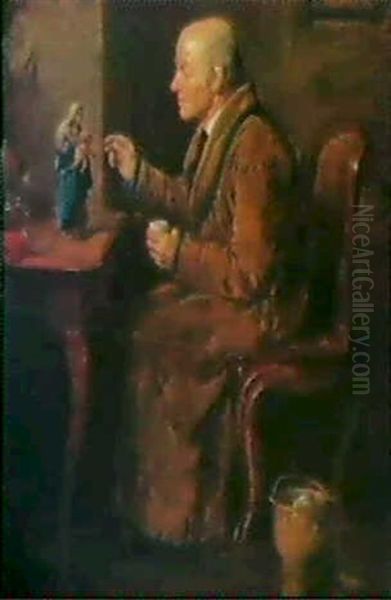 Der Restaurator Oil Painting by Friedrich V. Malheim Friedlaender