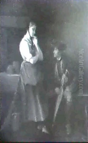 Junges Bauernpaar In Der Stube Oil Painting by Friedrich V. Malheim Friedlaender