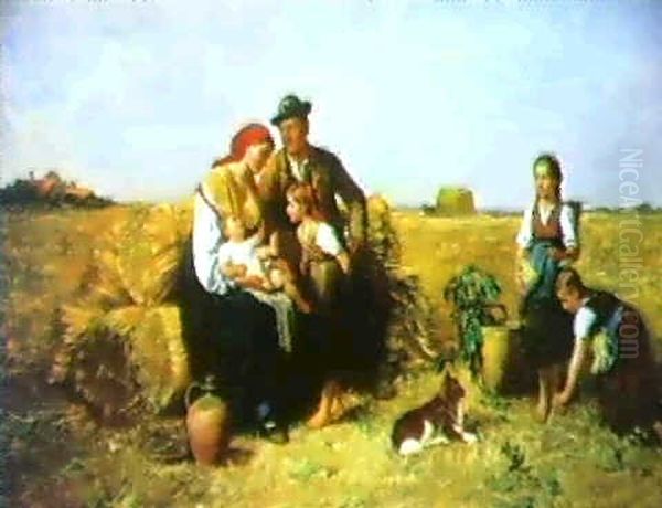 Rast Auf Dem Felde Oil Painting by Friedrich V. Malheim Friedlaender