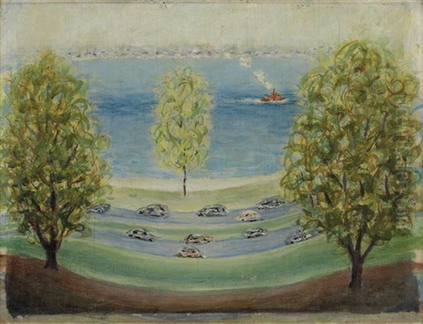 Little Red Boat Oil Painting by Arnold Aaron Friedman