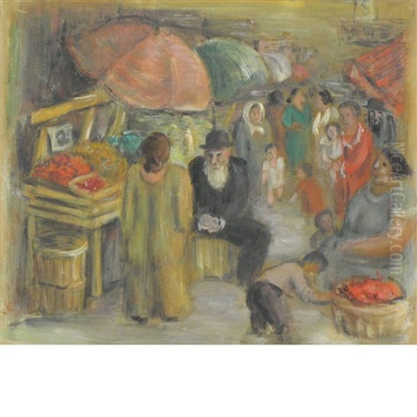 Vegetable Stand Oil Painting by Arnold Aaron Friedman