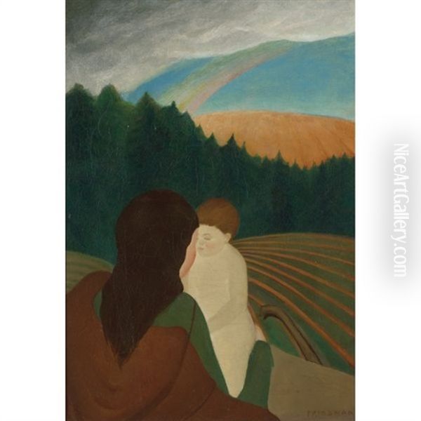 Mother And Child Oil Painting by Arnold Aaron Friedman
