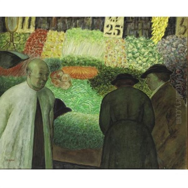 Vegetable Stand Oil Painting by Arnold Aaron Friedman