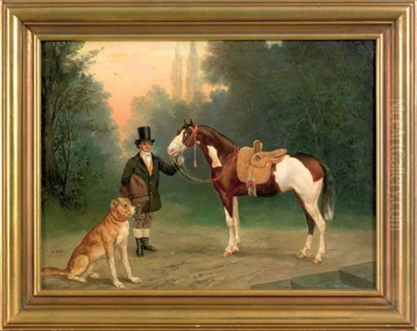 Of A Horse, Handler, And Hound Oil Painting by A. C. Friedrich