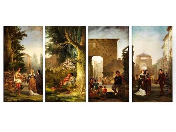 Szenen Aus Romeo Und Julia (set Of 4) Oil Painting by Anna Susannah Fries