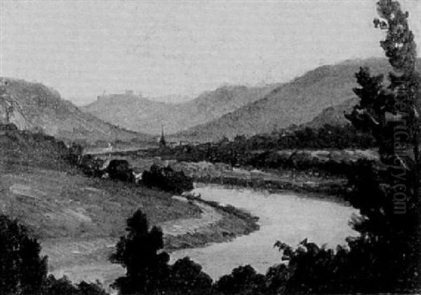 Das Neckartal Bei Neckargemund Oil Painting by Bernhard Fries