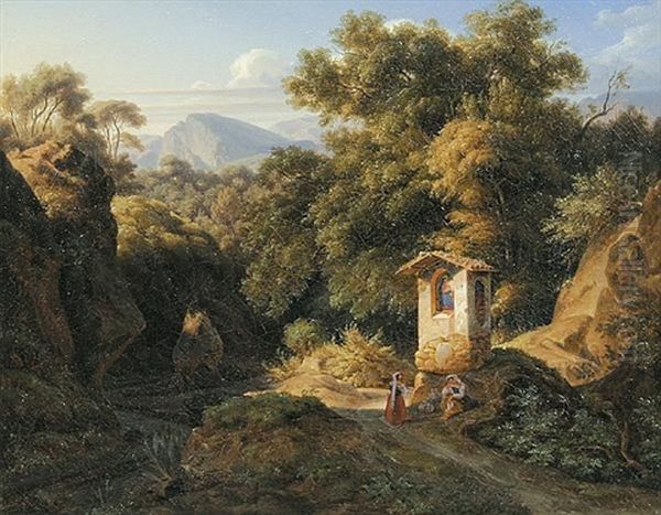 Bildstock Bei Subiaco Oil Painting by Ernst Fries