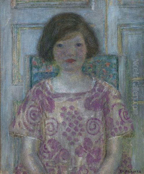 Portrait Of Frances Oil Painting by Frederick Carl Frieseke