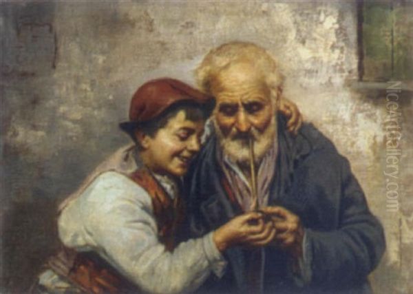 Eine Gute Pfeife Oil Painting by Raffaele Frigerio