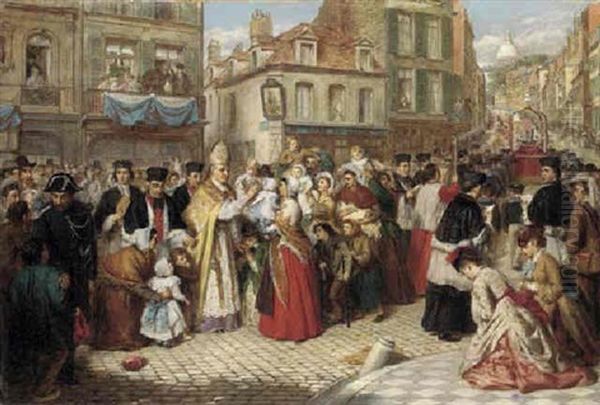 Blessing The Little Children, An Episode In The Great Annual Procession Of Our Lady Of Boulogne Oil Painting by William Powell Frith