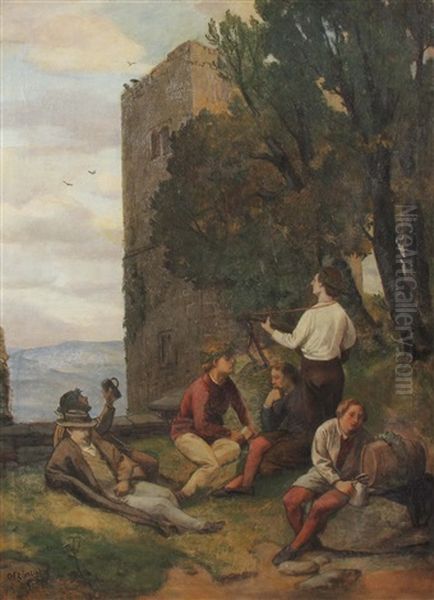 Kunstlerkneipe Auf Der Lobedaburg Bei Jena Oil Painting by Otto Froehlich