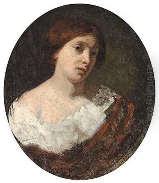 Ung Pige I Selskabskjole Med Stor Hvid Krave Oil Painting by Lorenz Frolich