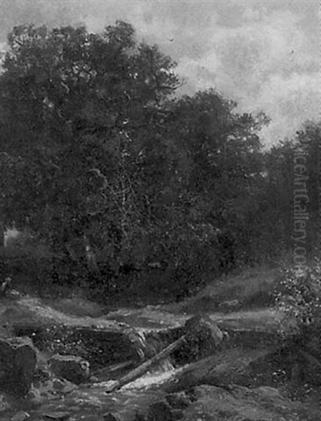 Bachlandschaft Mit Rastendem Madchen Oil Painting by Otto Froelicher