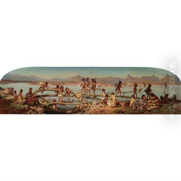 Enfants Jouant Sur Les Rives Du Rio Plate Oil Painting by Jacques Victor Eugene Froment-Delormel