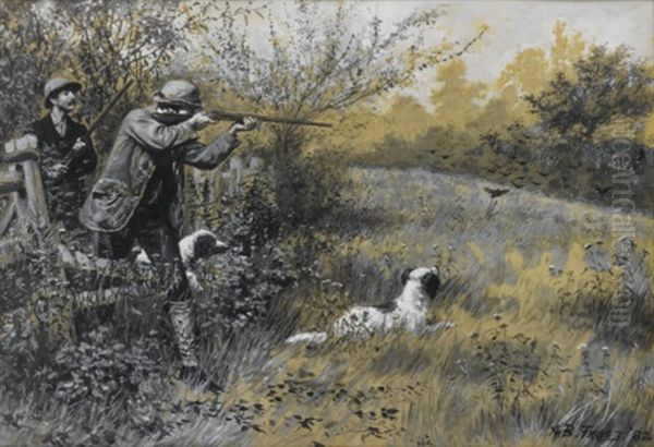 An Unexpected Covey Oil Painting by Arthur Burdett (Sr.) Frost