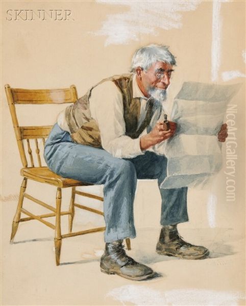 Reading The News Oil Painting by Arthur Burdett (Sr.) Frost