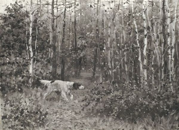 Huntsman And His Setter Oil Painting by Arthur Burdett (Sr.) Frost