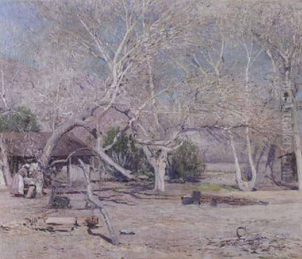 An Indian Shack Oil Painting by John Frost