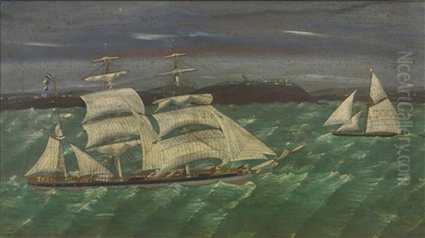 Three-masted Sailing Vessel With Fellmouth No 10 Oil Painting by John O.J. Frost