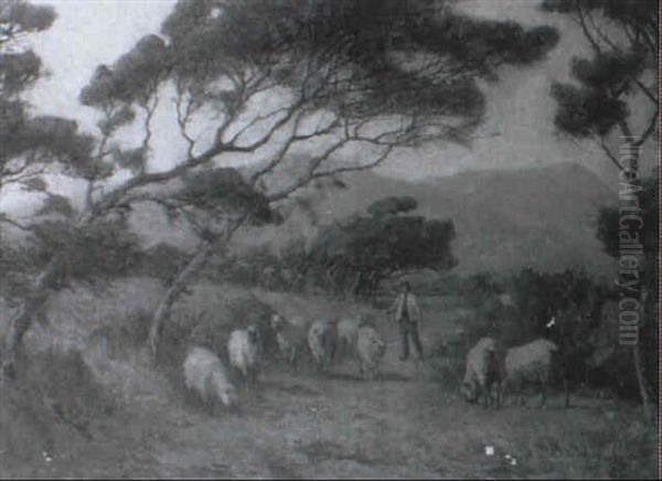 The Sheep Drover Oil Painting by Lewis George Fry