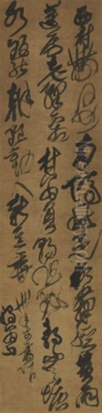 Poem In Cursive Script Oil Painting by Fu Shan