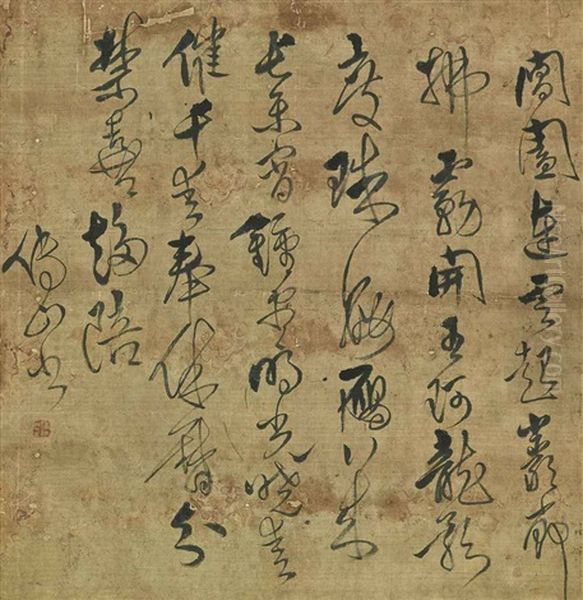 Five-character Poem In Cursive Script Oil Painting by Fu Shan