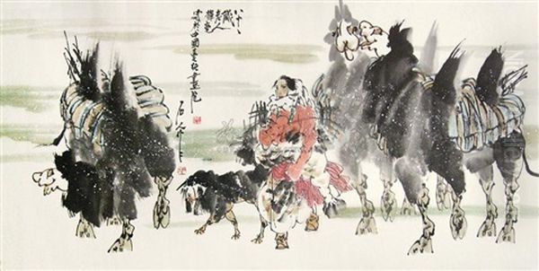 Camel Oil Painting by Fu Shan