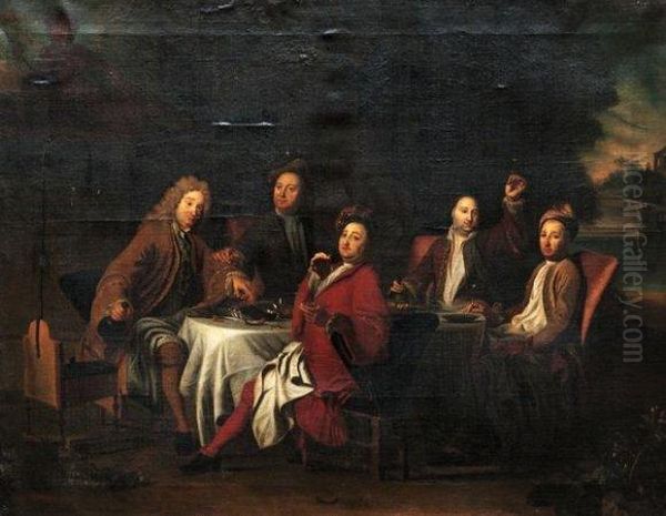 Le Dejeuner Entre Amis. Oil Painting by Jacques Autreau