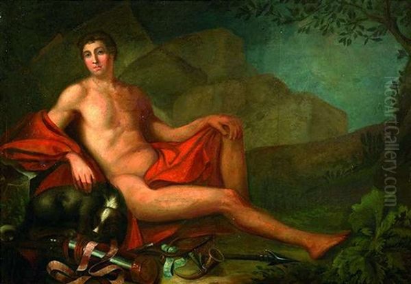 Ruhender Adonis Nach Der Jagd Oil Painting by Friedrich Heinrich Fueger