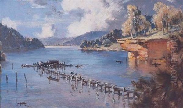 Hawkesbury River Oil Painting by Albert Henry Fullwood
