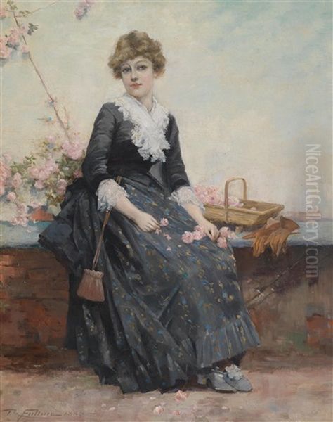 Madchen Mit Rosen Oil Painting by David Fulton