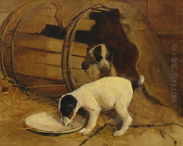 Puppies Oil Painting by Samuel Fulton