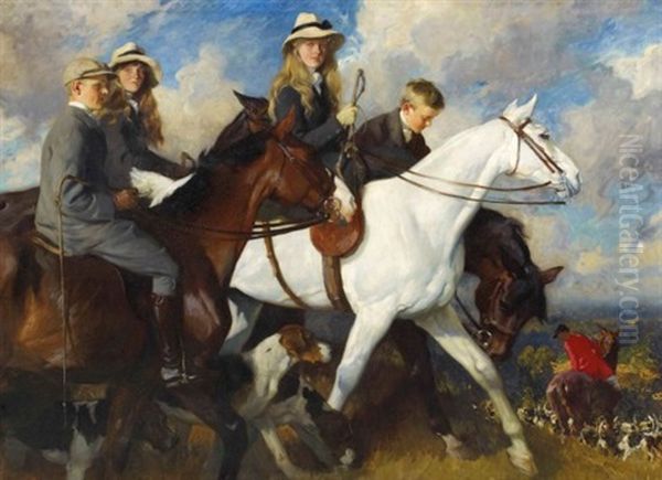 With The York And Ainsty - The Children Of Mr Edward Lycett Green, M.f.h. Oil Painting by Charles Wellington Furse