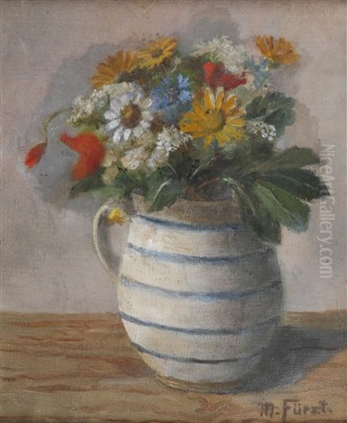 Blumenstraus In Krug Oil Painting by Max Fuerst