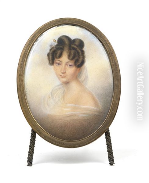 Bildnis Einer Jungen Frau Mit Dunnem Schleier Oil Painting by Charles Henry J. Gabet