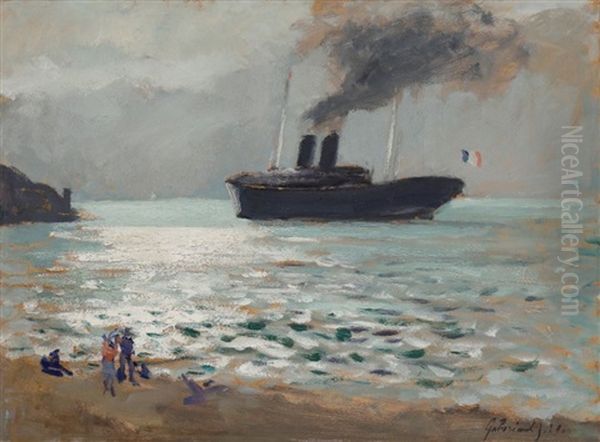 Le Depart Du Steamer Oil Painting by Josue Gaboriaud