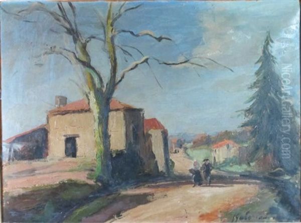 Chemin De Village En Hiver Oil Painting by Josue Gaboriaud
