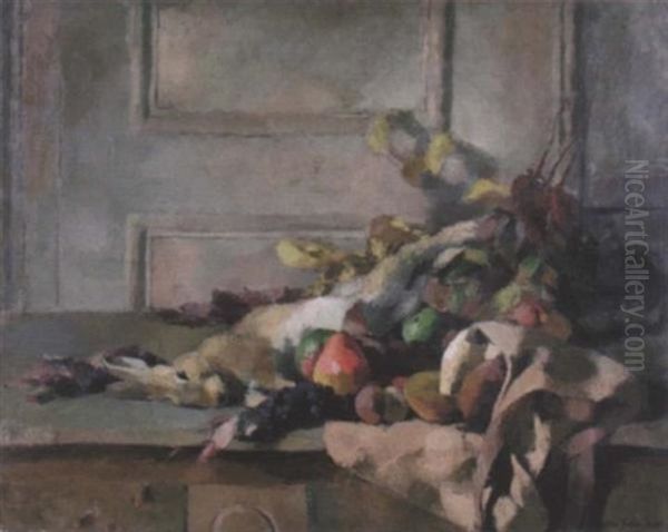 Nature Morte Aux Fruits Et Au Lievre Oil Painting by Josue Gaboriaud