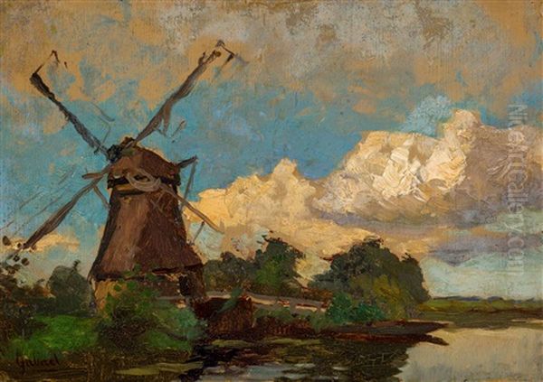 Mill At The Water Side Oil Painting by Paul Joseph Constantine Gabriel
