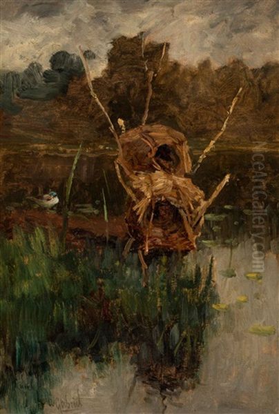 Eendenkorven In De Plas Oil Painting by Paul Joseph Constantine Gabriel