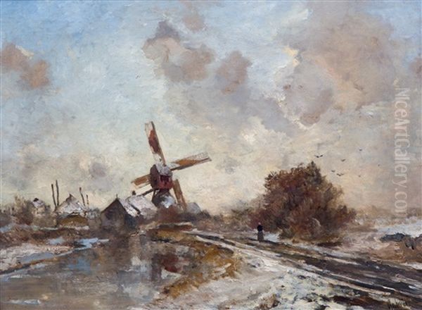 Winter Oil Painting by Paul Joseph Constantine Gabriel