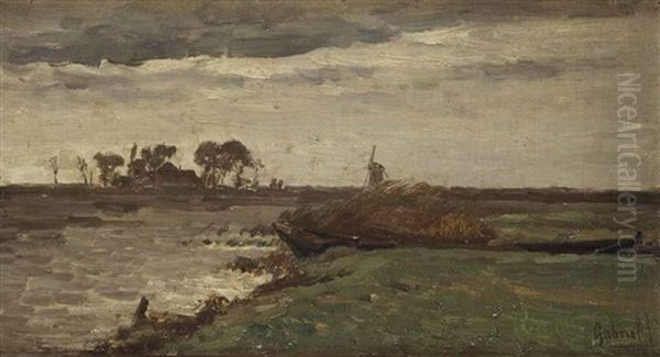 Vue Du Lac D'acboude - Hollande Oil Painting by Paul Joseph Constantine Gabriel