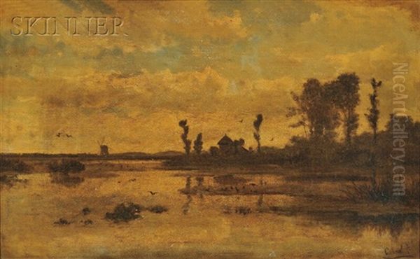 Landscape In Holland Oil Painting by Paul Joseph Constantine Gabriel