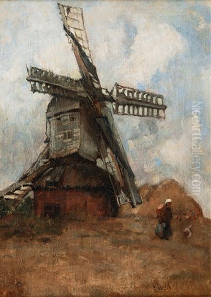Wind Mill Oil Painting by Paul Joseph Constantine Gabriel