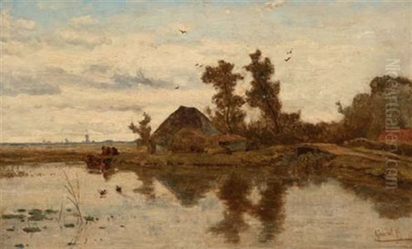 The Tranquil Dutch Country Side Oil Painting by Paul Joseph Constantine Gabriel