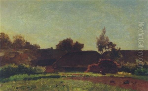 Farmhouses On A Clear Day Oil Painting by Paul Joseph Constantine Gabriel
